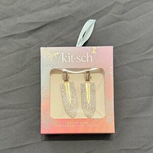 Kitsch Creaseless Hair Clips Rhinestone Gold 2 Piece Set NWT